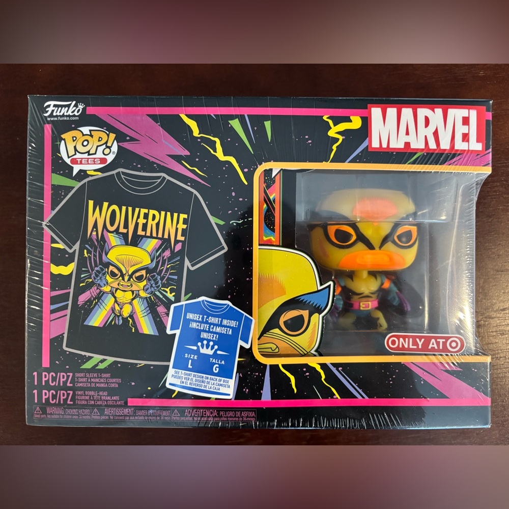 FUNKO POP MARVEL WOLVERINE BLACKLIGHT T-SHIRT BOX SET NEW IN BOX SEALED